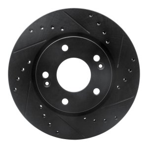 Hyundai Elantra Brake Rotor (1) - Front Right - R1 Concepts - Drilled & Slotted - Black - `07-`10